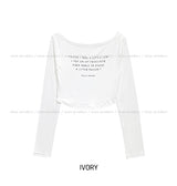 Little Lettering Boat Neck Crop Long Sleeve