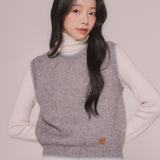 シンプルラインニットベスト (Light Gray)