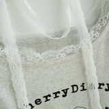 チェリー プリント レースTシャツ