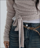 Pomel wrap knit cardigan