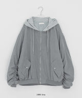 [unisex] Youinb Two-Way Shirring Hood Flight Jumper
