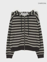 [B-BASIC] Bold Stripe Hooded Zip-up