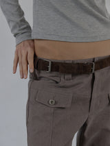 MULTI BUCKLE SUEDE BELT / BROWN