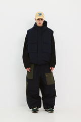 BIG POCKET HOODED VEST NAVY