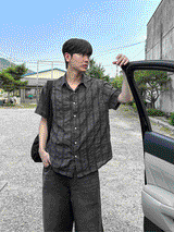 Linen check half shirts