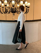 Cave Pearl Tie Puff Blouse
