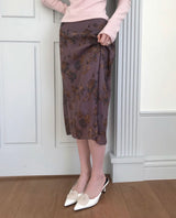 deep rose vintage chiffon midi sk