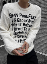 Angora mohair lettering knitwear