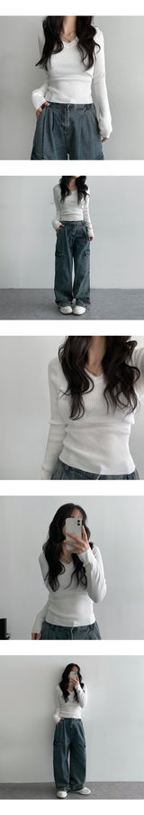 [Round neck/V-neck selected!] レデュースリムフィットニット (11 colors)