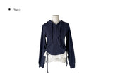 Hoan Lace Sleeveless Shirring Hood Zip-Up