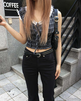 Back stud boots cut pants