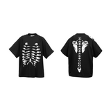 RE-BONE (Skeleton Line)スケルトンプリント ダメージ ルーズTシャツ