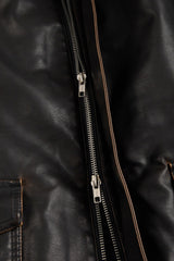 Fur lining leather blouson jumper