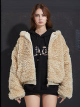 FUR ZIP-UP -BEIGE