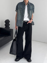 UO Washed Semi-Bootcut Flare Denim Pants