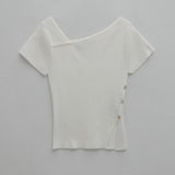 (Z-T-6651)UNBALANCED CUTOUT SLIM KNIT