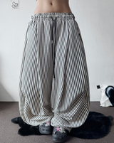 Surpassing 5,000 units sold Striped Linen Balloon Parachute Long Pants 3 Color 