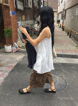 マメコ レース ノースリーブ レイヤード ワンピース