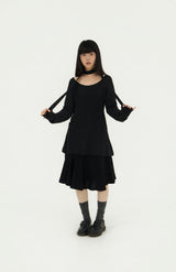 WAVY CHECK MIDI SK BLACK