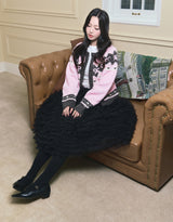 Roslyn Ribbon Cowichan Knit Cardigan Pink