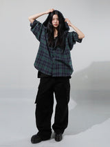 (UNISEX) ヴィンテージチェックフードシャツ