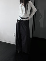 loose V-wrap shirring T (2color)