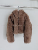 Like Hood Zip-Up Fur Jacket