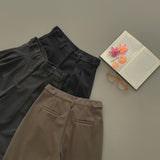 BASIC / woolen pintuck winter wide slacks pants