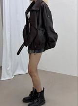 [Unisex] ダブルレイヤードレザーリダージャケット(2color)