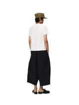 6CRAYON Black French Lotus Waist Drawstring Wide Leg Casual Shorts