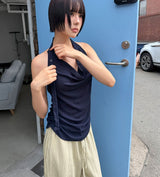 STRAP HALTER SHIRRING TOP