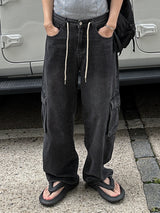 String Wide Cargo Denim PT