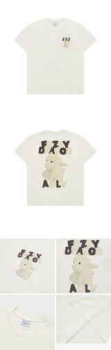 FUZZY FONT DRAGON SHORT SLEEVE T-SHIRT CREAM