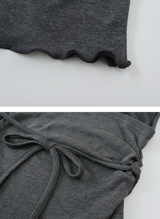 Strap Halter Neck Warm Shirring Sleeveless (2color)