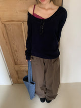 Pabor Deep U-Neck Loose-Fit Knit