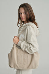 09 numbering hobo bag, Beige