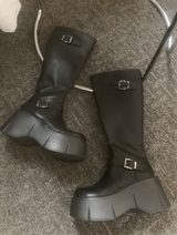 Sugena Platform Buckle Long Boots