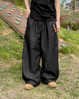 Bone Cross Stud Wide Denim Pants
