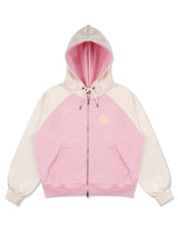 Women's Blur Logo Raglan Crop Hood Zip-up Pink(FCE1ZP304W)