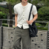 LMN Sensitive Bookle Round Short-Sleeved Cardigan (6 colors)