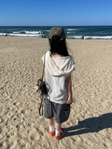 Knit Vest Hood Zip-Up