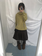 highneck loose waffle hood