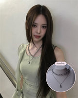 [Baby Monster ローラ Necklace] バレエコアムーンレイヤードネックレス(Surgical Steel)