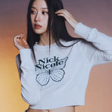 CASHMERE BUTTERFLY SIGNATURE CROP KNIT_GRAY