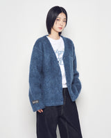 25FW V NECK SOLID CARDIGAN BLUE