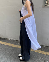 Dart denim wide pants