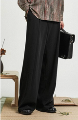 All-purpose straight-leg casual trousers with a relaxed drape.