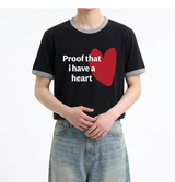 エッセンシャルスタンダード半袖リンガーTシャツ レッドハートブラック