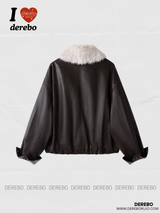 Custom Warm Fur Collar Leather Jacket