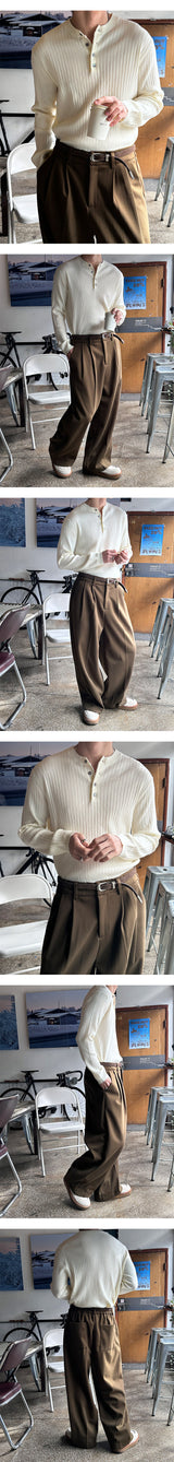 [MUSCLE FIT] Golgi muscle fit henry neck knit(4color)